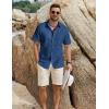 imageCOOFANDY Mens Button Down Short Sleeve Shirt Cotton Casual Summer Shirts Textured Beach Vacation Shirts for MenDenim Blue