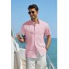 imageCOOFANDY Mens Button Down Short Sleeve Shirt Cotton Casual Summer Shirts Textured Beach Vacation Shirts for MenIcy Pink