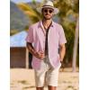 imageCOOFANDY Mens Button Down Short Sleeve Shirt Cotton Casual Summer Shirts Textured Beach Vacation Shirts for MenIcy Pink