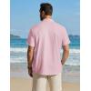 imageCOOFANDY Mens Button Down Short Sleeve Shirt Cotton Casual Summer Shirts Textured Beach Vacation Shirts for MenIcy Pink