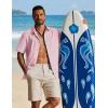 imageCOOFANDY Mens Button Down Short Sleeve Shirt Cotton Casual Summer Shirts Textured Beach Vacation Shirts for MenIcy Pink