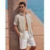 imageCOOFANDY Mens Button Down Short Sleeve Shirt Cotton Casual Summer Shirts Textured Beach Vacation Shirts for MenKhaki