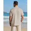 imageCOOFANDY Mens Button Down Short Sleeve Shirt Cotton Casual Summer Shirts Textured Beach Vacation Shirts for MenKhaki