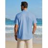 imageCOOFANDY Mens Button Down Short Sleeve Shirt Cotton Casual Summer Shirts Textured Beach Vacation Shirts for MenLight Blue