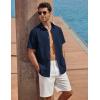 imageCOOFANDY Mens Button Down Short Sleeve Shirt Cotton Casual Summer Shirts Textured Beach Vacation Shirts for MenNavy Blue