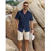 imageCOOFANDY Mens Button Down Short Sleeve Shirt Cotton Casual Summer Shirts Textured Beach Vacation Shirts for MenNavy Blue