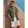 imageCOOFANDY Mens Button Down Short Sleeve Shirt Cotton Casual Summer Shirts Textured Beach Vacation Shirts for MenOlive Green
