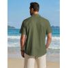 imageCOOFANDY Mens Button Down Short Sleeve Shirt Cotton Casual Summer Shirts Textured Beach Vacation Shirts for MenOlive Green