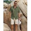 imageCOOFANDY Mens Button Down Short Sleeve Shirt Cotton Casual Summer Shirts Textured Beach Vacation Shirts for MenOlive Green