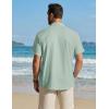 imageCOOFANDY Mens Button Down Short Sleeve Shirt Cotton Casual Summer Shirts Textured Beach Vacation Shirts for MenSage Green