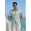 imageCOOFANDY Mens Button Down Short Sleeve Shirt Cotton Casual Summer Shirts Textured Beach Vacation Shirts for MenSage Green
