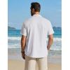 imageCOOFANDY Mens Button Down Short Sleeve Shirt Cotton Casual Summer Shirts Textured Beach Vacation Shirts for MenWhite