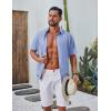 imageCOOFANDY Mens Casual Button Down Shirt Short Sleeve Summer Shirt for Beach Vacation Resort WearLight Blue