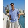 imageCOOFANDY Mens Casual Button Down Shirt Short Sleeve Summer Shirt for Beach Vacation Resort WearLight Blue