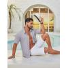 imageCOOFANDY Mens Casual Button Down Shirt Short Sleeve Summer Shirt for Beach Vacation Resort WearLight Gray