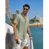 imageCOOFANDY Mens Casual Button Down Shirt Short Sleeve Summer Shirt for Beach Vacation Resort WearLight Green