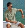 imageCOOFANDY Mens Casual Button Down Shirt Short Sleeve Summer Shirt for Beach Vacation Resort WearLight Green