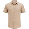 imageCOOFANDY Mens Casual Button Down Shirt Short Sleeve Summer Shirt for Beach Vacation Resort WearLight Khaki