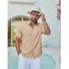 imageCOOFANDY Mens Casual Button Down Shirt Short Sleeve Summer Shirt for Beach Vacation Resort WearLight Khaki