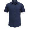 imageCOOFANDY Mens Casual Button Down Shirt Short Sleeve Summer Shirt for Beach Vacation Resort WearNavy Blue