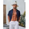 imageCOOFANDY Mens Casual Button Down Shirt Short Sleeve Summer Shirt for Beach Vacation Resort WearNavy Blue
