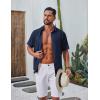 imageCOOFANDY Mens Casual Button Down Shirt Short Sleeve Summer Shirt for Beach Vacation Resort WearNavy Blue
