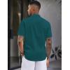 imageCOOFANDY Mens Casual Button Down Short Sleeve Shirt Band Collar Shirts Textured Beach Summer Shirt