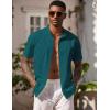 imageCOOFANDY Mens Casual Button Down Short Sleeve Shirt Band Collar Shirts Textured Beach Summer Shirt
