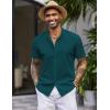 imageCOOFANDY Mens Casual Button Down Short Sleeve Shirt Band Collar Shirts Textured Beach Summer Shirt