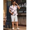 imageCOOFANDY Mens Casual Shirts Short Sleeve Button Down Shirts Fashion Textured Summer Beach ShirtPinkleaf