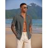 imageCOOFANDY Mens Casual Short Sleeve Button Down Summer Beach Shirt Lightweight Textured Wrinkle Free Stretch ShirtsDark Gray