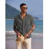 imageCOOFANDY Mens Casual Short Sleeve Button Down Summer Beach Shirt Lightweight Textured Wrinkle Free Stretch ShirtsDark Gray