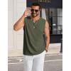 imageCOOFANDY Mens Casual Tank Top V Neck Knit Jacquard Sleeveless T Shirts Lightweight Summer Beach Textured TankArmy Green