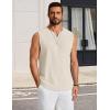 imageCOOFANDY Mens Casual Tank Top V Neck Knit Jacquard Sleeveless T Shirts Lightweight Summer Beach Textured TankBeige