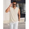 imageCOOFANDY Mens Casual Tank Top V Neck Knit Jacquard Sleeveless T Shirts Lightweight Summer Beach Textured TankBeige