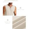 imageCOOFANDY Mens Casual Tank Top V Neck Knit Jacquard Sleeveless T Shirts Lightweight Summer Beach Textured TankBeige