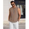 imageCOOFANDY Mens Casual Tank Top V Neck Knit Jacquard Sleeveless T Shirts Lightweight Summer Beach Textured TankKhaki