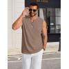 imageCOOFANDY Mens Casual Tank Top V Neck Knit Jacquard Sleeveless T Shirts Lightweight Summer Beach Textured TankKhaki