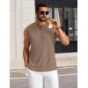 imageCOOFANDY Mens Casual Tank Top V Neck Knit Jacquard Sleeveless T Shirts Lightweight Summer Beach Textured TankKhaki