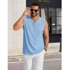 imageCOOFANDY Mens Casual Tank Top V Neck Knit Jacquard Sleeveless T Shirts Lightweight Summer Beach Textured TankLight Blue