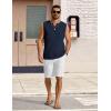 imageCOOFANDY Mens Casual Tank Top V Neck Knit Jacquard Sleeveless T Shirts Lightweight Summer Beach Textured TankNavy Blue