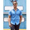 imageCOOFANDY Mens Dress Shirt Short Sleeve Button Down Shirts with PocketBlue