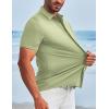 imageCOOFANDY Mens Dress Shirts Button Down Short Sleeve Shirt Summer Shirts Casual Wrinkle Free Muscle Fit ShirtsLight Green