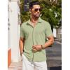 imageCOOFANDY Mens Dress Shirts Button Down Short Sleeve Shirt Summer Shirts Casual Wrinkle Free Muscle Fit ShirtsLight Green