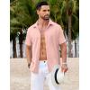 imageCOOFANDY Mens Dress Shirts Button Down Short Sleeve Shirt Summer Shirts Casual Wrinkle Free Muscle Fit ShirtsPink