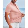 imageCOOFANDY Mens Dress Shirts Button Down Short Sleeve Shirt Summer Shirts Casual Wrinkle Free Muscle Fit ShirtsPink