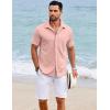 imageCOOFANDY Mens Dress Shirts Button Down Short Sleeve Shirt Summer Shirts Casual Wrinkle Free Muscle Fit ShirtsPink