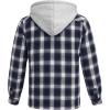 imageCOOFANDY Mens Flannel Shirt Jacket Warm Quilted Lined Hooded Long Sleeve Plaid Shirt JacketsBlack  White Blue Plaid
