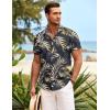 imageCOOFANDY Mens Hawaiian Shirt Short Sleeve Button Down Shirts Tropical Summer Beach Shirts Casual Floral Aloha ShirtsBlack Golden Leaves