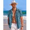 imageCOOFANDY Mens Hawaiian Shirt Short Sleeve Button Down Shirts Tropical Summer Beach Shirts Casual Floral Aloha ShirtsGreen Black Leaves